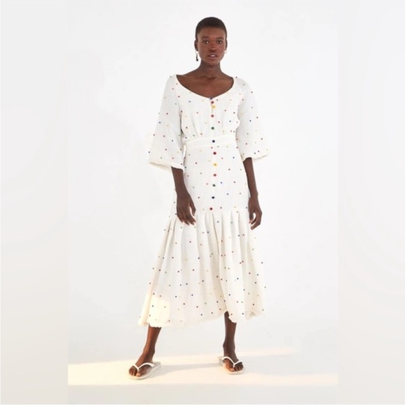 FARM Rio Dresses & Skirts - FARM Rio White Dress with Colorful Dots
